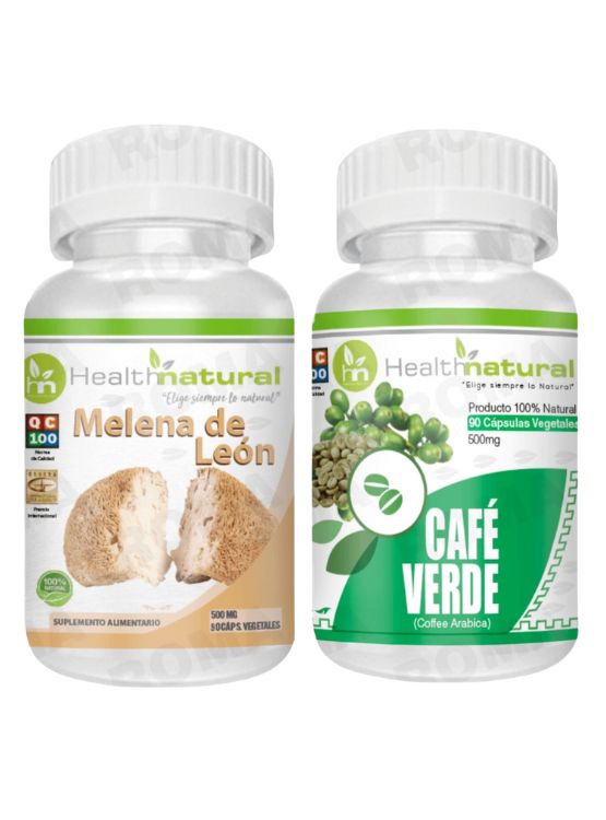 MELENA DE LEÓN HEALTHNATURAL 500MG + CAFÉ VERDE HEALTHNATURAL 500MG - 1