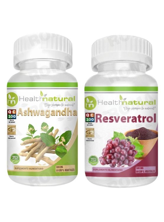ASHWAGANDHA HEALTHNATURAL 500MG + RESVERATROL HEALTHNATURAL 500MG - 1