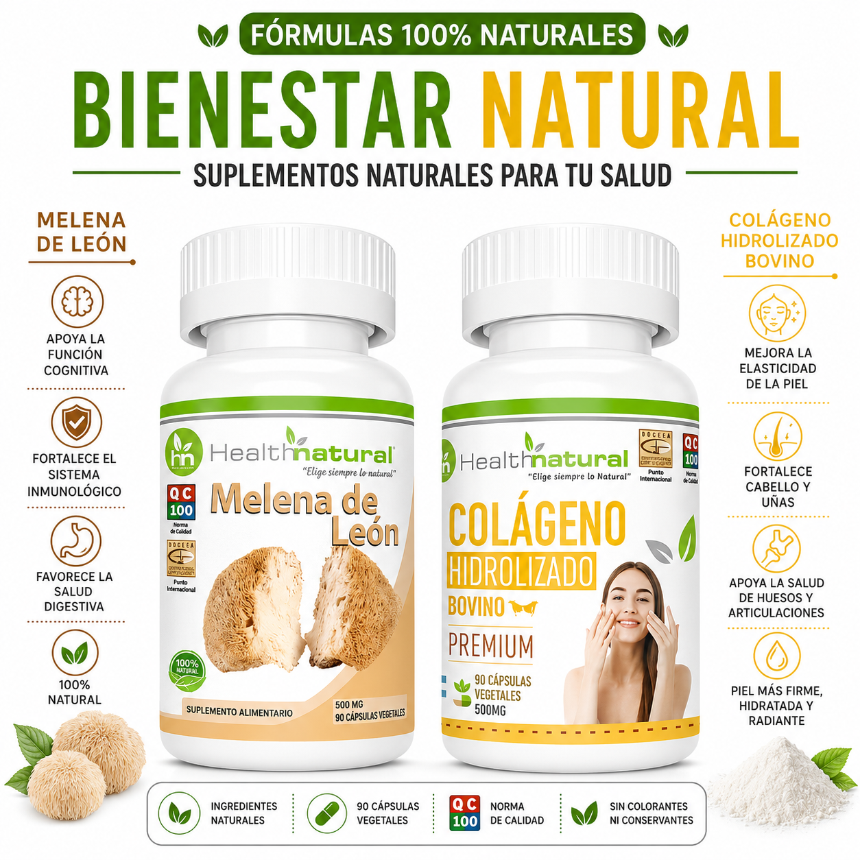 MELENA DE LEÓN HEALTHNATURAL + COLÁGENO HIDROLIZADO HEALTHNATURAL - 1