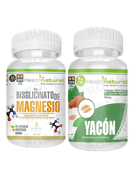 BISGLICINATO DE MAGNESIO HEALTHNATURAL + YACÓN HEALTHNATURAL 500MG - 1
