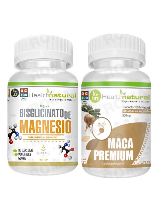 BISGLICINATO DE MAGNESIO HEALTHNATURAL + MACA PREMIUM HEALTHNATURAL - 1