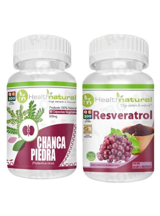 CHANCA PIEDRA HEALTHNATURAL 500MG + RESVERATROL HEALTHNATURAL 500MG - 1
