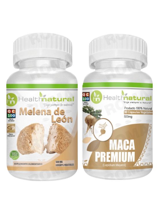 MELENA DE LEÓN HEALTHNATURAL 500MG + MACA PREMIUM HEALTHNATURAL 500MG - 1