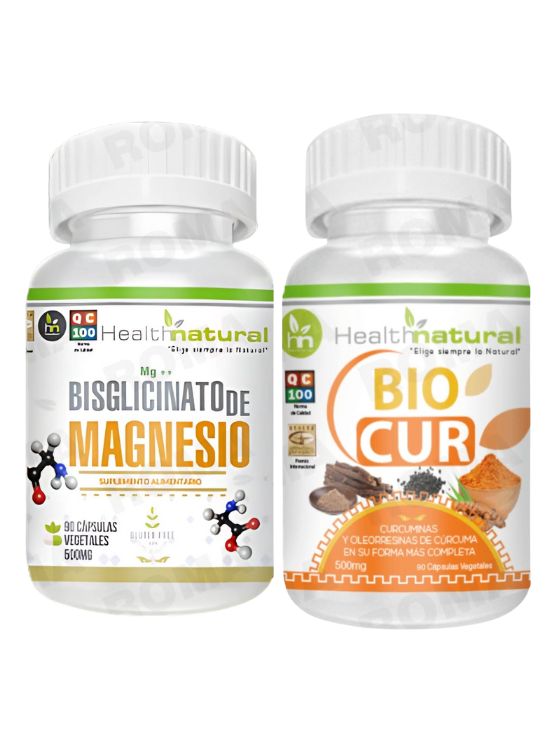 BISGLICINATO DE MAGNESIO HEALTHNATURAL + BIOCUR HEALTHNATURAL 500MG - 1