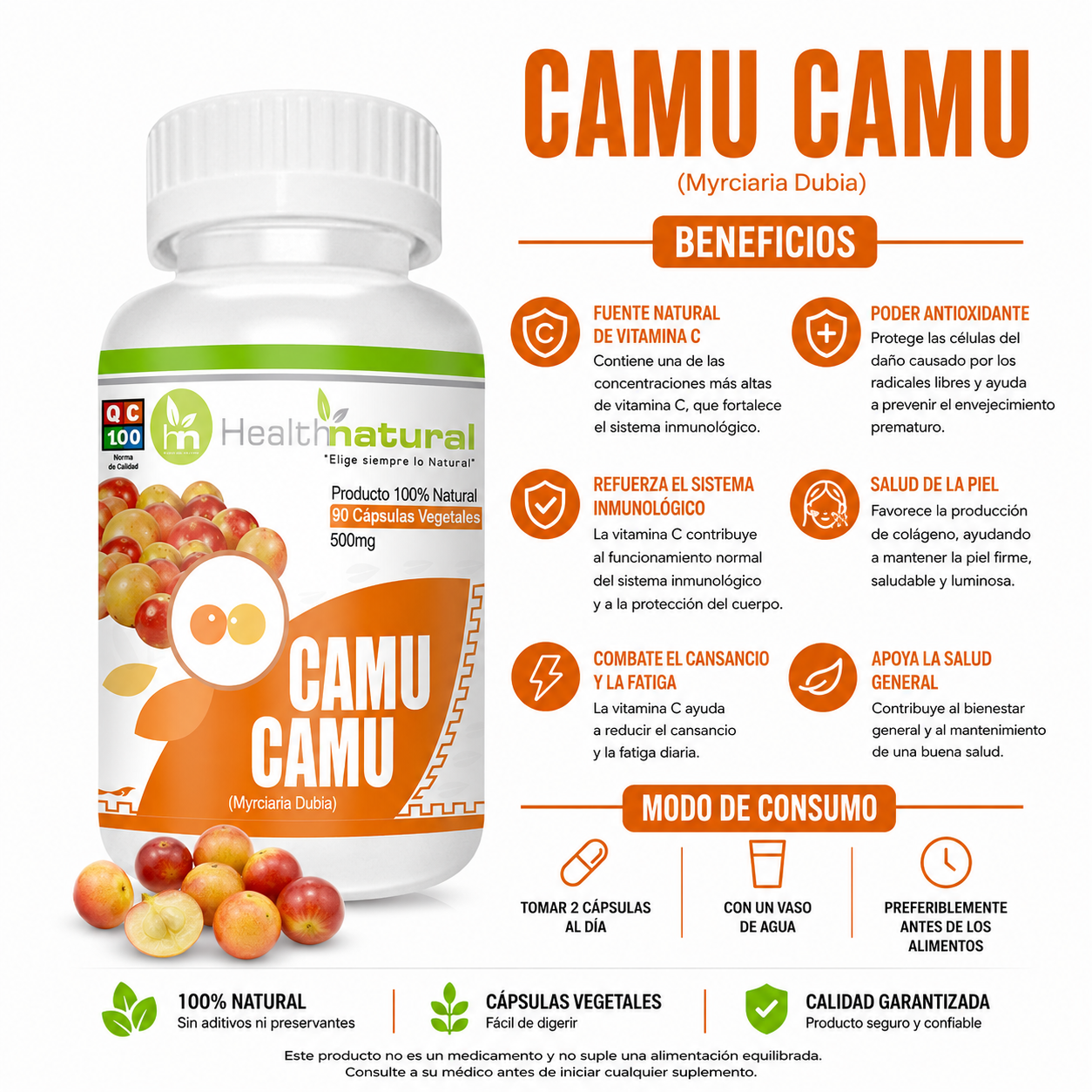 AGUAJE HEALTHNATURAL 500MG + CAMU CAMU HEALTHNATURAL 500MG - 3