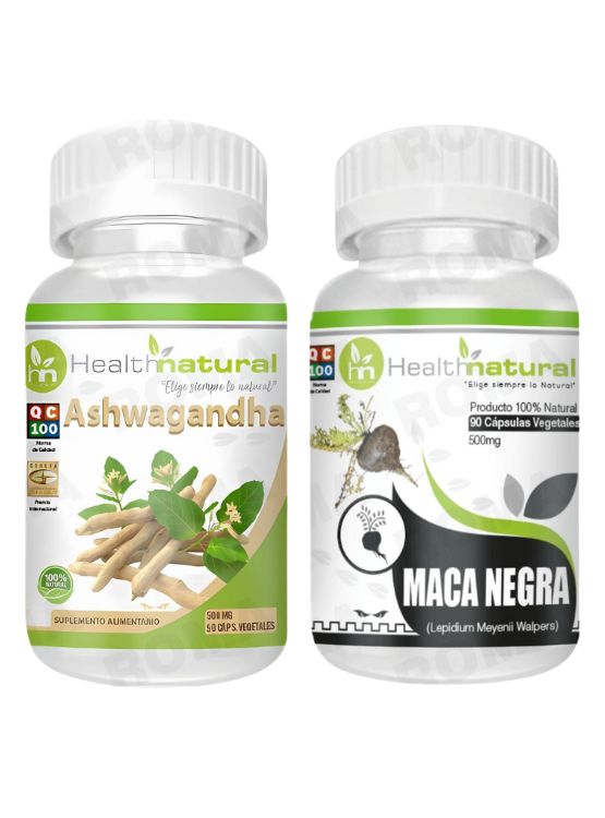ASHWAGANDHA HEALTHNATURAL 500MG + MACA NEGRA HEALTHNATURAL 500MG - 1