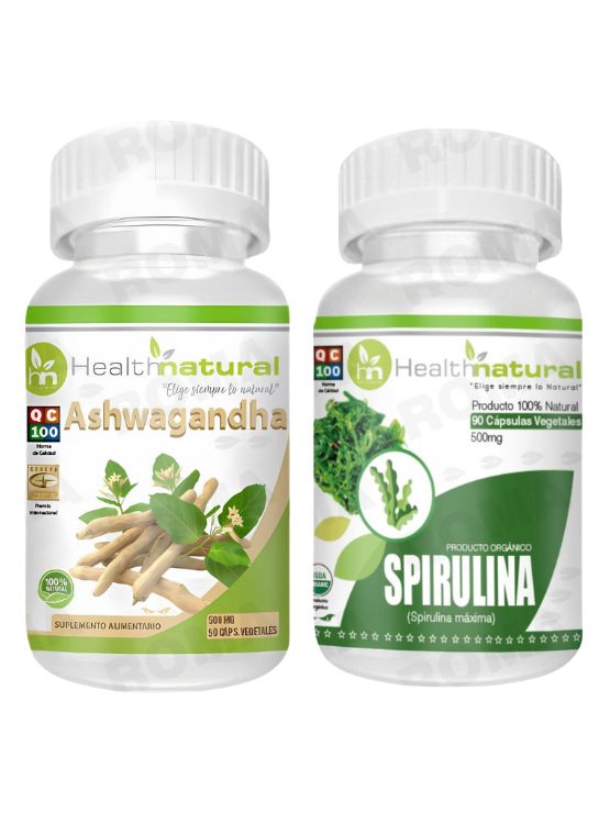 ASHWAGANDHA HEALTHNATURAL 500MG + SPIRULINA HEALTHNATURAL 500MG - 1