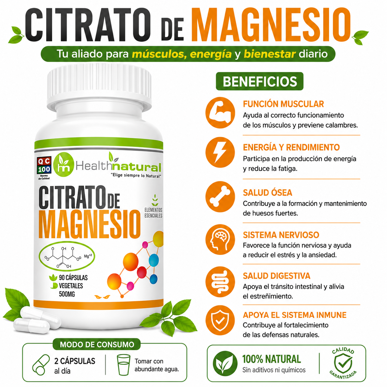 BISGLICINATO MAGNESIO HEALTHNATURAL + CITRATO MAGNESIO HEALTHNATURAL - 3