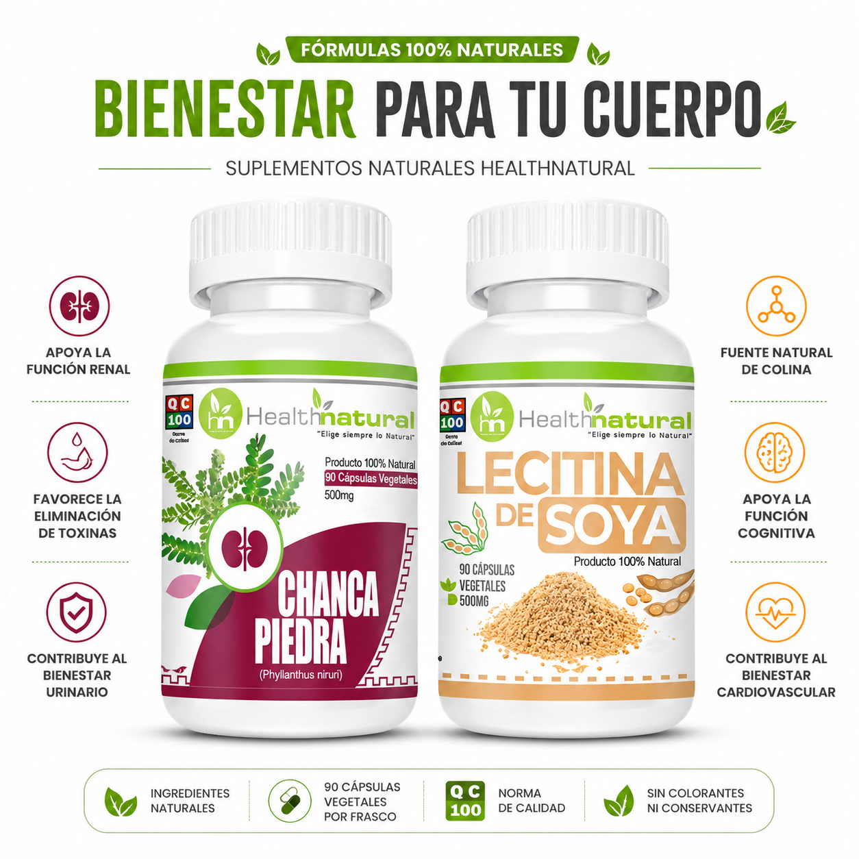CHANCA PIEDRA HEALTHNATURAL + LECITINA DE SOYA HEALTHNATURAL 500MG - 1