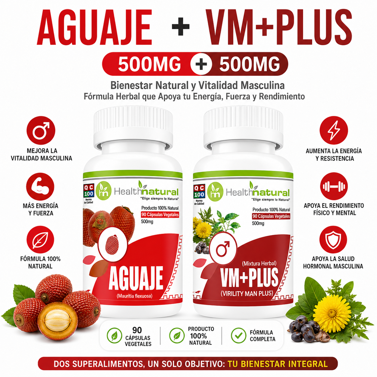 AGUAJE HEALTHNATURAL 500MG + VM+(VIRILITY MAN PLUS) 500MG - 1