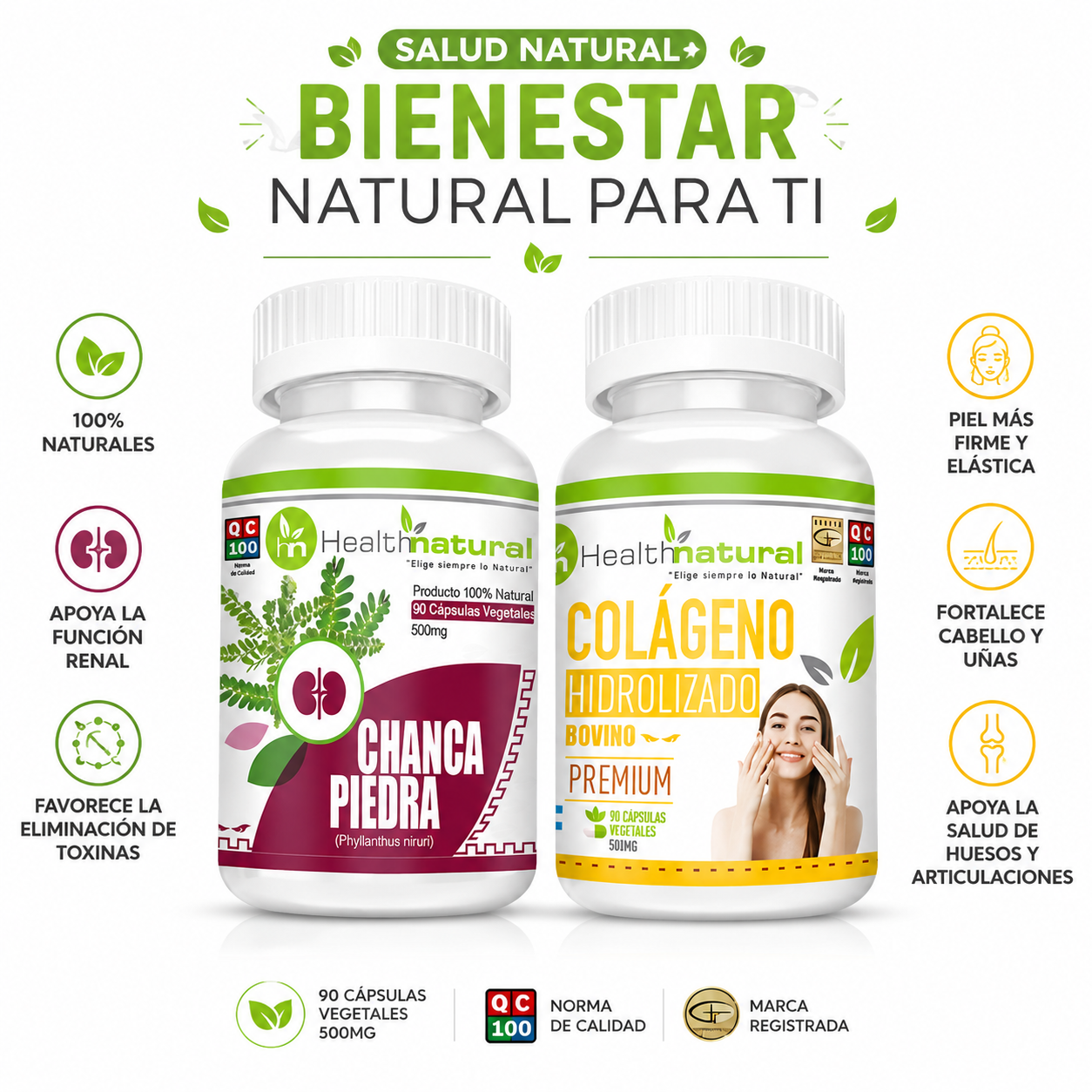 CHANCA PIEDRA HEALTHNATURAL + COLÁGENO HIDROLIZADO HEALTHNATURAL 500MG - 1