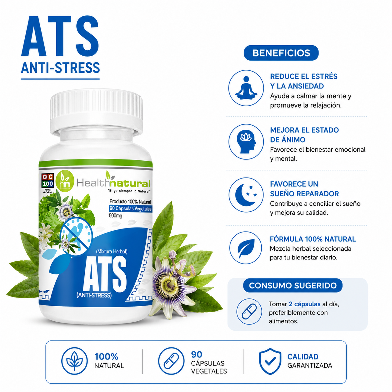 AGUAJE HEALTHNATURAL 500MG + ATS(ANTI-STRES) HEALTHNATURAL 500MG - 3