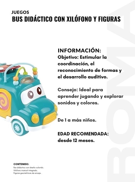 BUS DIDÁCTICO CON XILÓFONO Y FIGURAS - JUEGO DIDÁTICO - 2