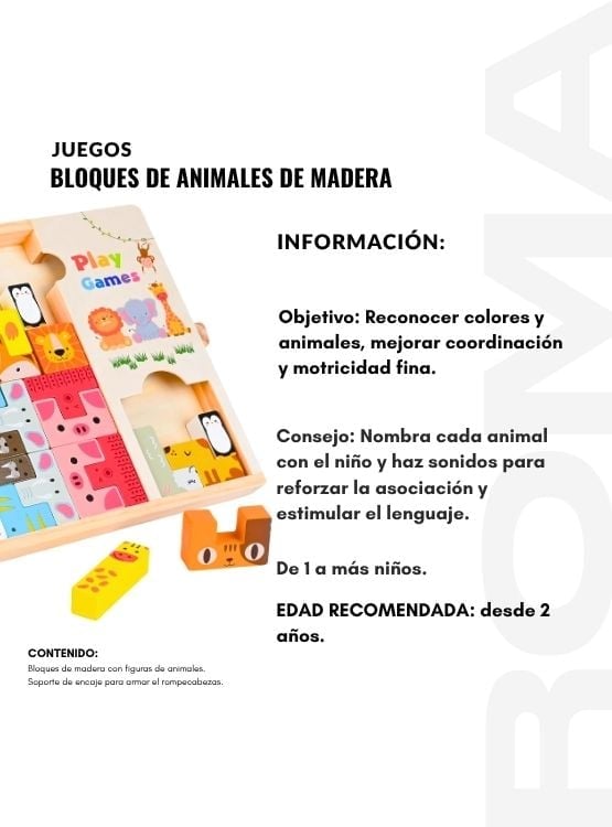 BLOQUES DE ANIMALES ENCAJABLES MADERA - JUEGO DIDÁTICO - 2