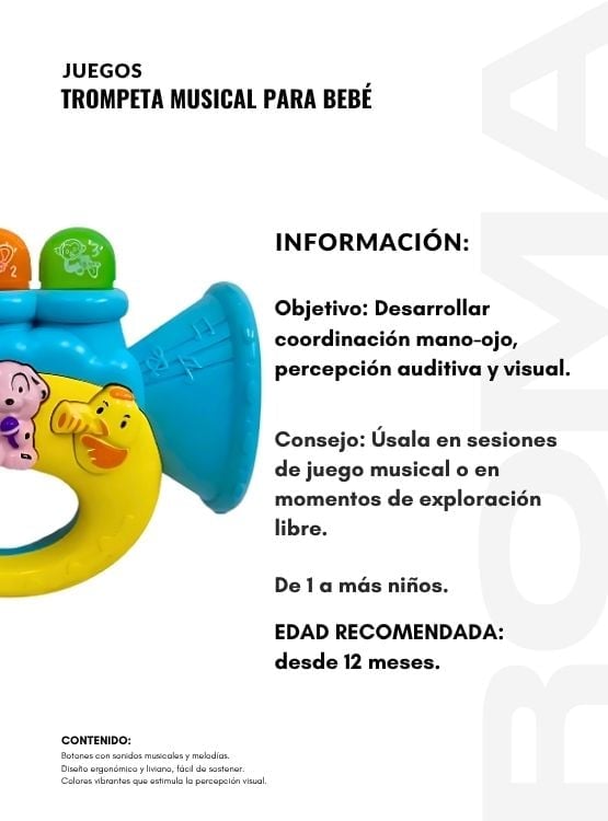 TROMPETA MUSICAL PARA BEBÉ - JUEGO DIDÁTICO - 2