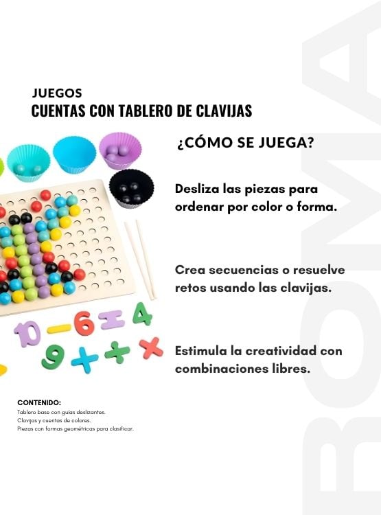 CUENTAS CON TABLERO DE CLAVIJAS MONTESORI - JUEGO DIDÁTICO - 3