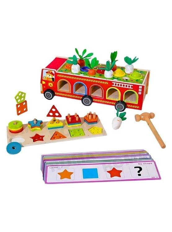 CARRO MULTIFUNCIONAL DE MADERA ZANAHORIA - JUEGO DIDÁTICO - 1