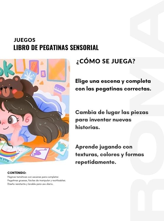 LIBRO DE PEGATINAS - SENSORIAL - JUEGO DIDÁTICO - 3