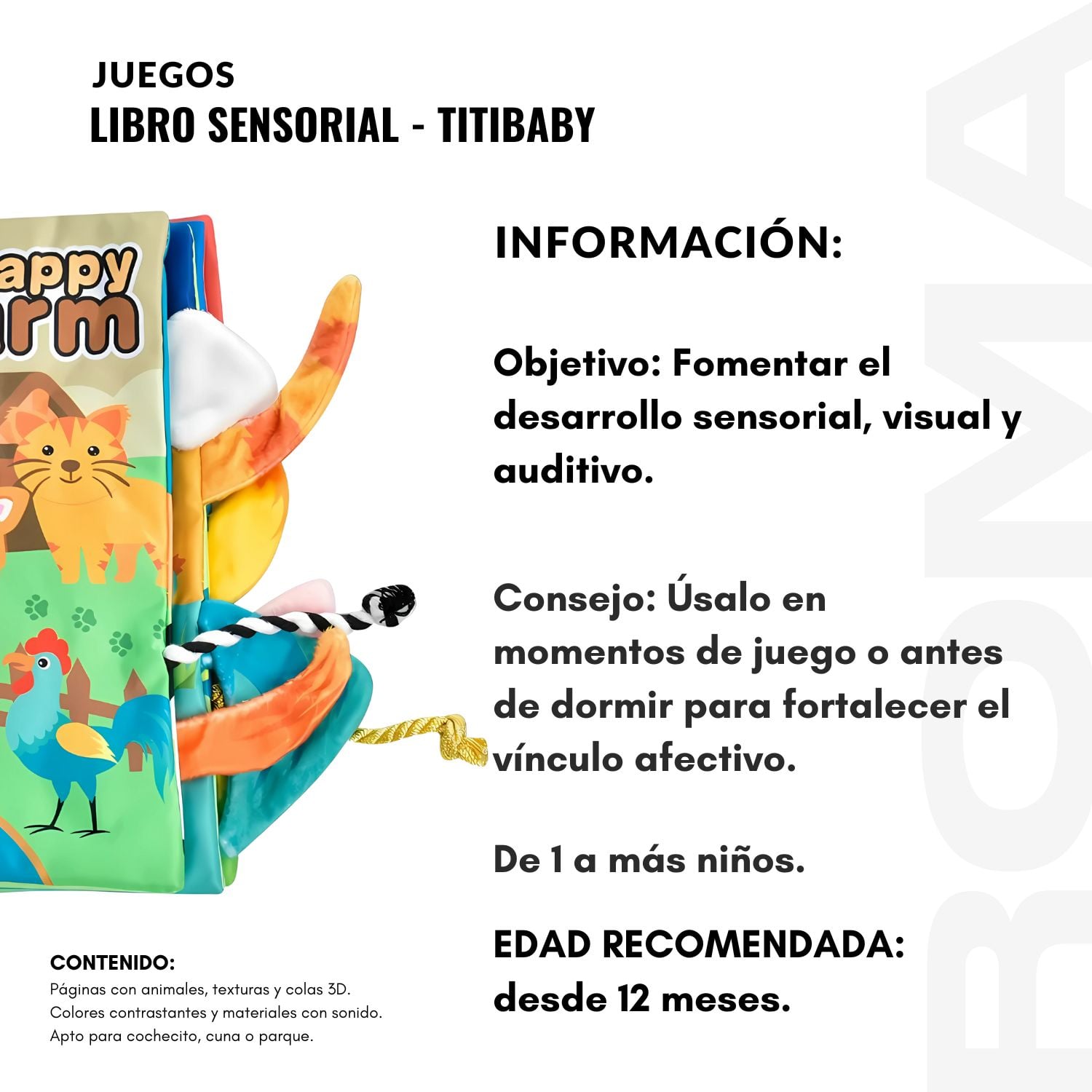 LIBRO SENSORIAL TITBABY - JUEGO DIDÁTICO - 2