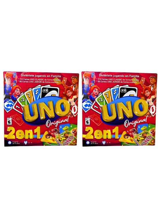PACK 2 UNO CLÁSICO + UNO JUNIOR - JUEGO DE CARTAS - 1