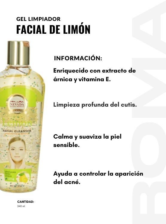 PACK 3 GEL LIMPIADOR FACIAL DE LIMÓN 240ML NEVADA - 2