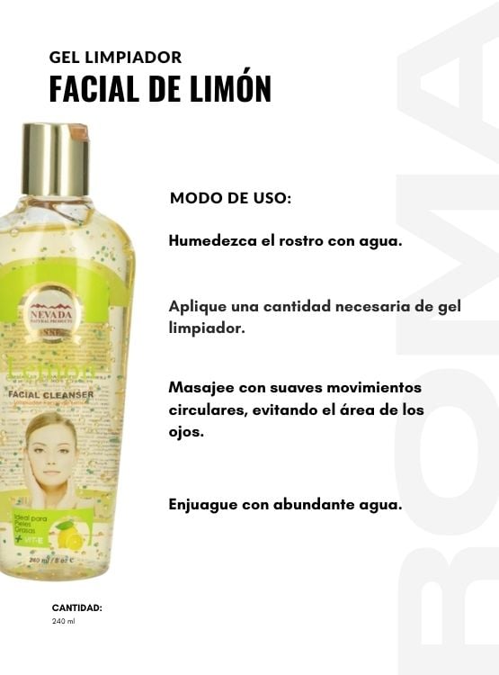 PACK 3 GEL LIMPIADOR FACIAL DE LIMÓN 240ML NEVADA - 4