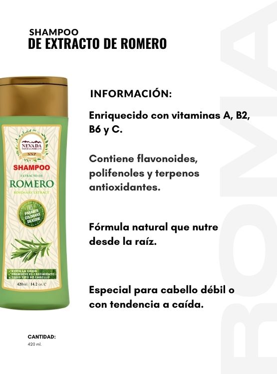 PACK 3 SHAMPOO DE EXTRACTO DE ROMERO 420ML NEVADA - 2