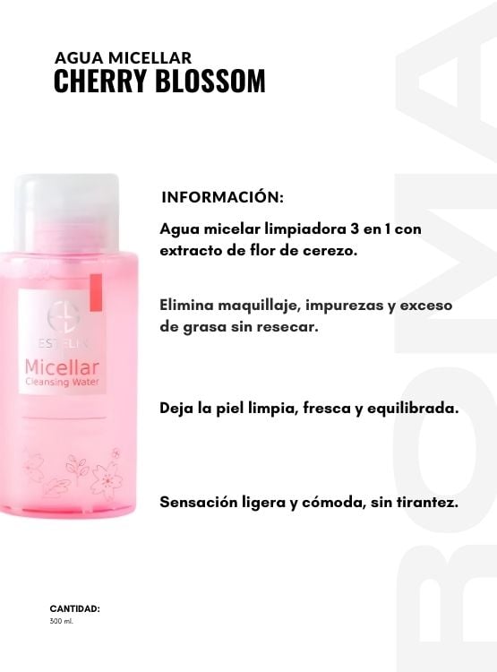 PACK 3 AGUA MICELAR CHERRY BLOSSOM 300ML ESTELIN - 2