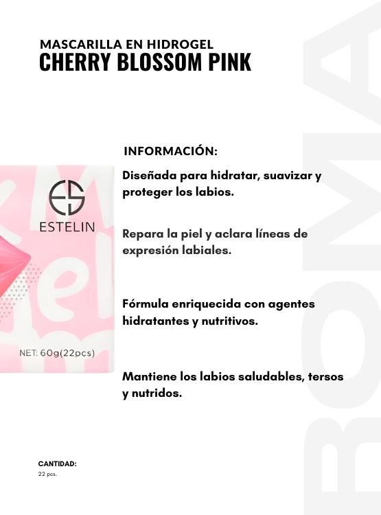 MASCARILLA EN HIDROGEL CHERRY BLOSSOM PINK 22PCS ESTELIN - 2