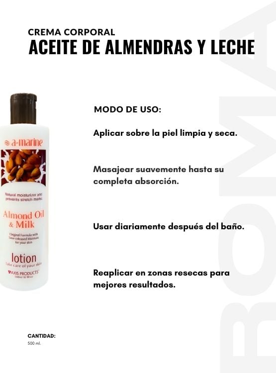CREMA CORPORAL ACEITE DE ALMENDRAS Y LECHE 500ML - 3
