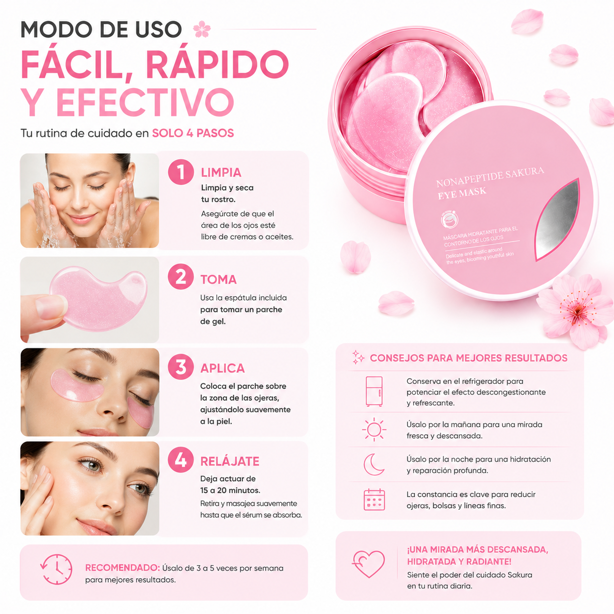 PACK 3 PARCHES PARA OJERAS EN GEL – SAKURA 80G BIOAQUA - 3