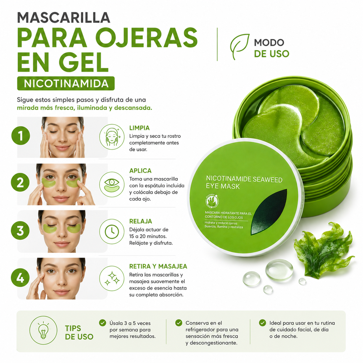 PARCHES PARA OJERAS EN GEL – NICOTINAMIDA 80G BIOAQUA - 3