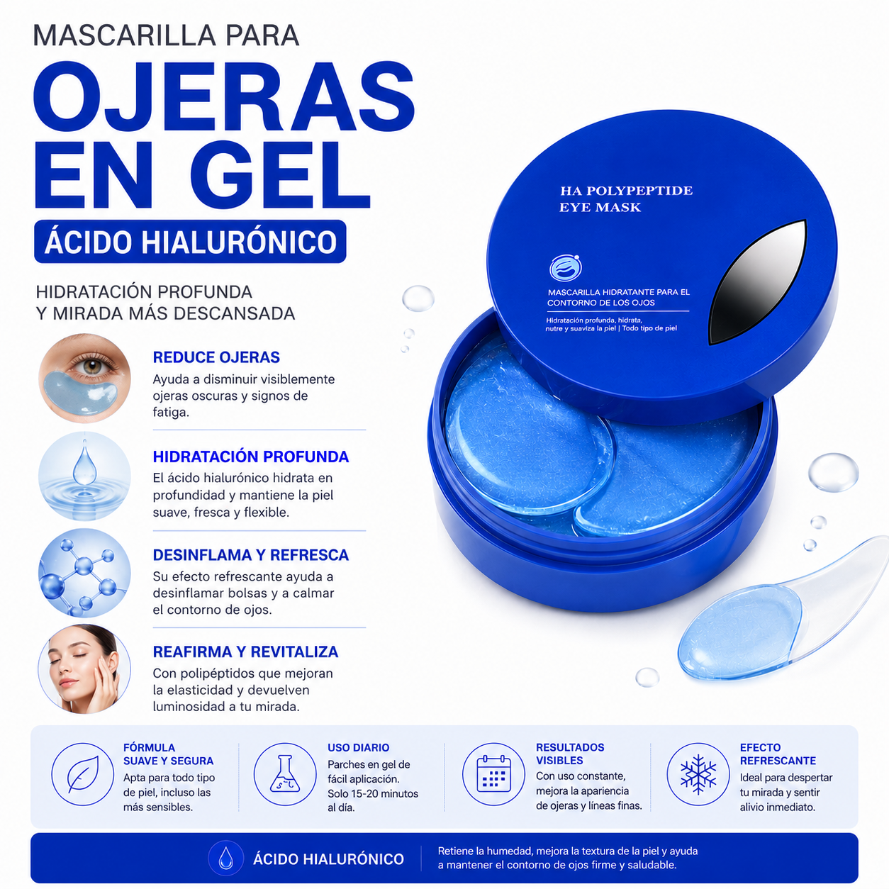 PARCHES PARA OJERAS EN GEL – ÁCIDO HIALURÓNICO 80G BIOAQUA - 2