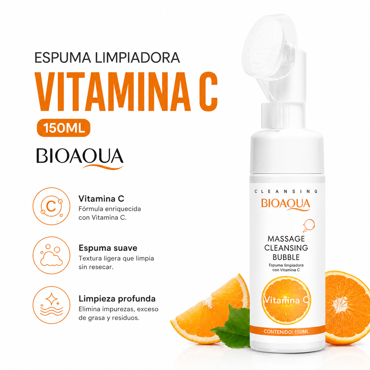 ESPUMA LIMPIADORA VITAMINA C 150ML BIOAQUA - 1