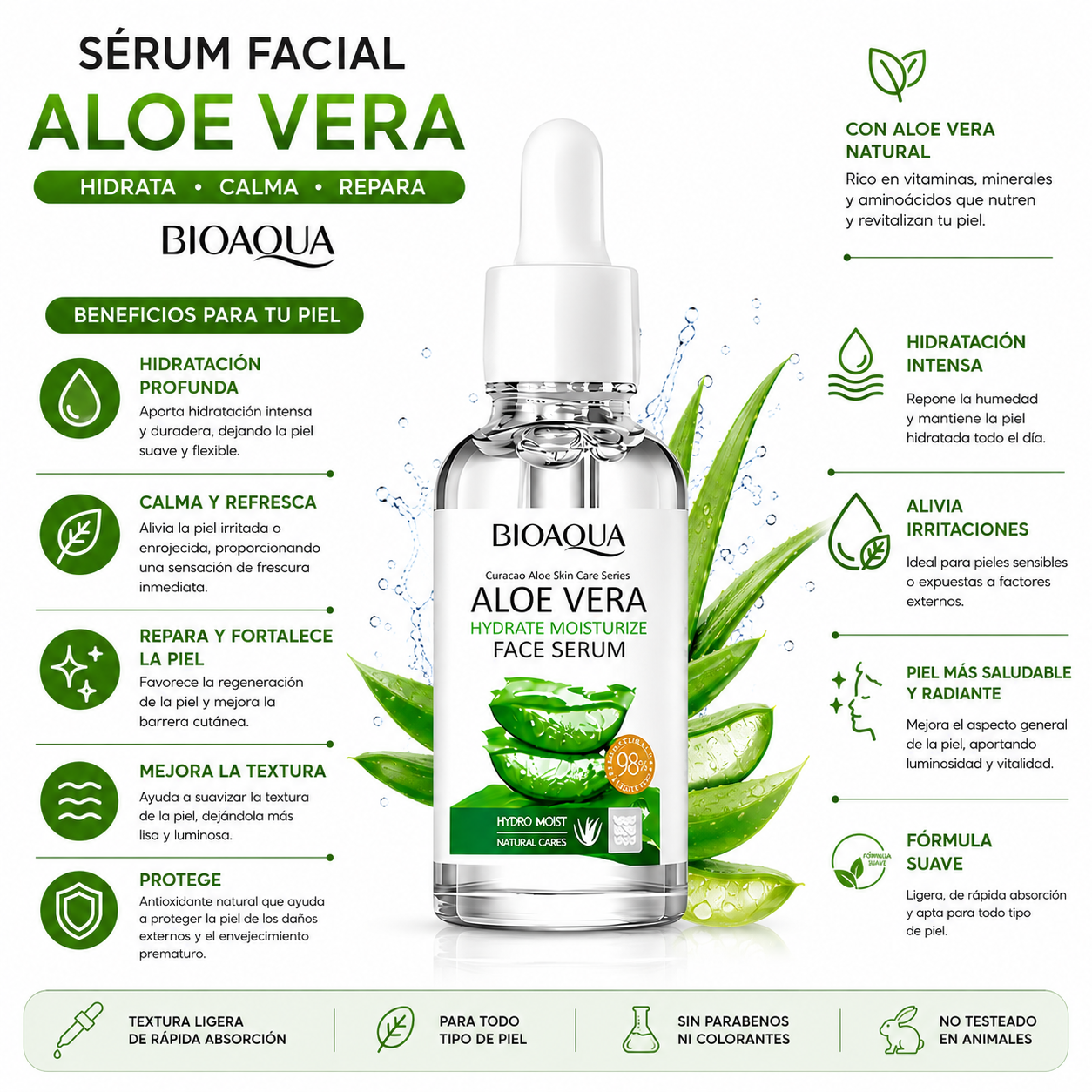 SÉRUM FACIAL ALOE VERA 30ML BIAOQUA - 2
