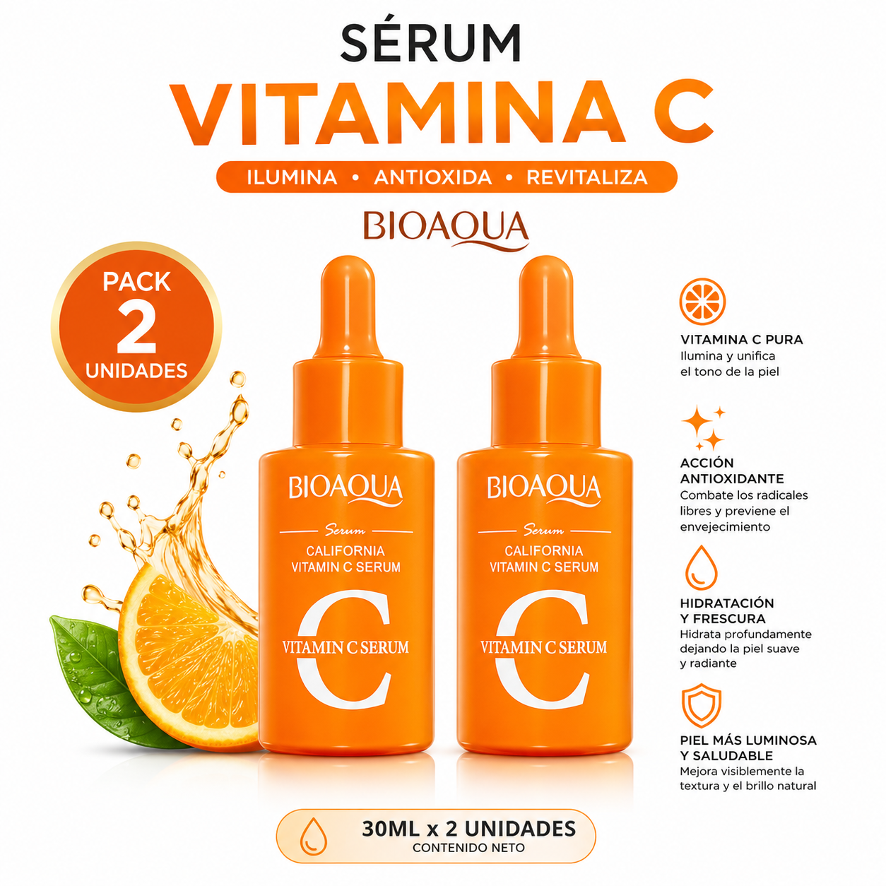 PACK 2 SÉRUM CALIFORNIA VITAMINA C 30ML BIOAQUA - 1