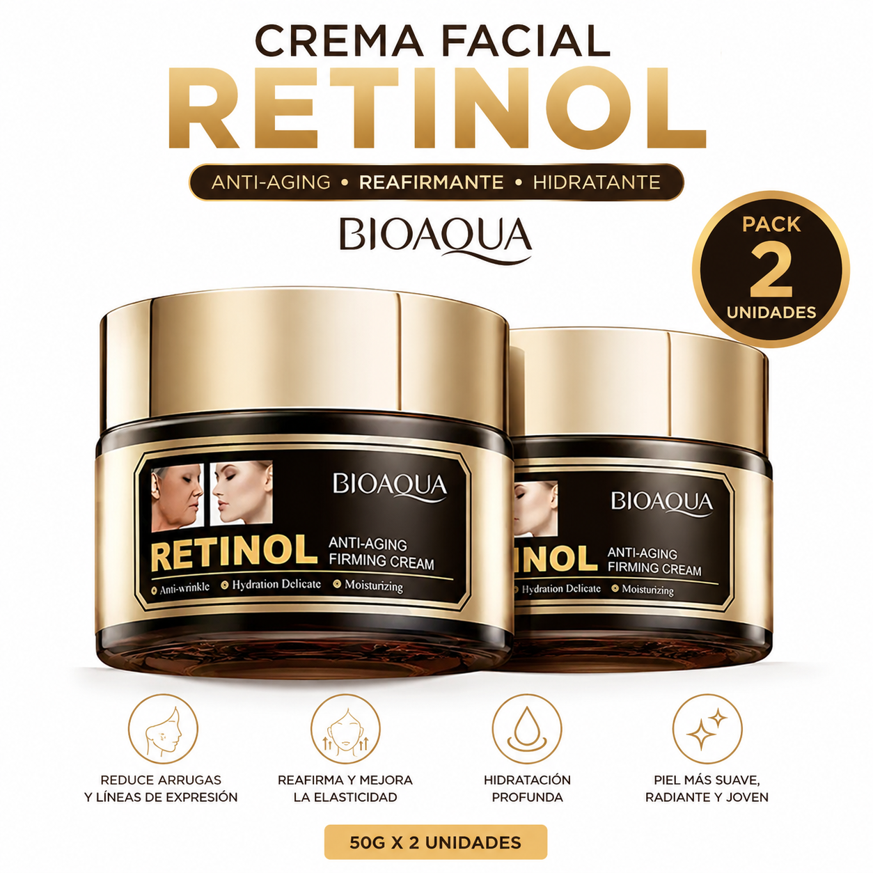 PACK 2 CREMA FACIAL RETINOL 50G BIOAQUA - 1