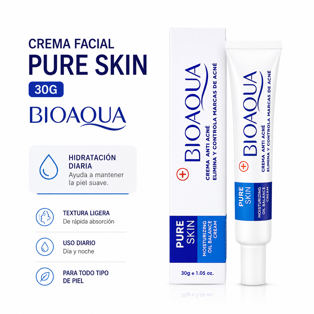 CREMA FACIAL PURE SKIN 30G BIOAQUA - 1