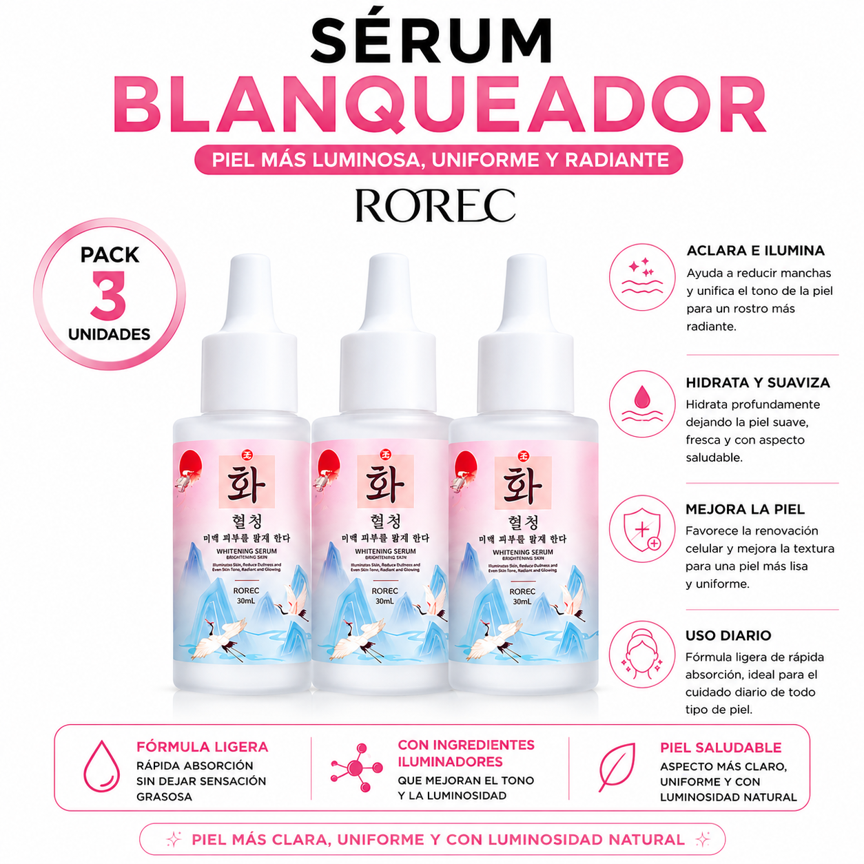 PACK 3 SÉRUM BLANQUEADOR ROREC 30ML - 1