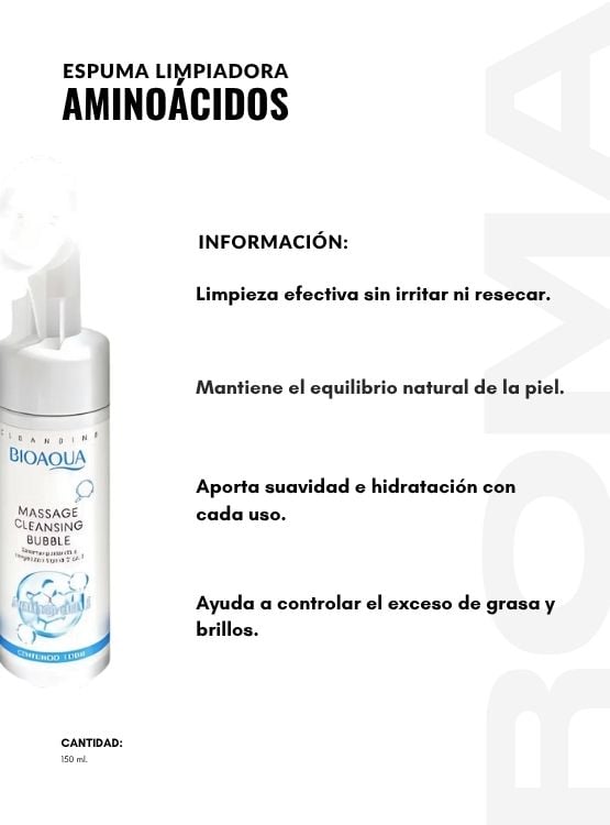 ESPUMA LIMPIADORA AMINOÁCIDOS 150ML BIOAQUA - 2