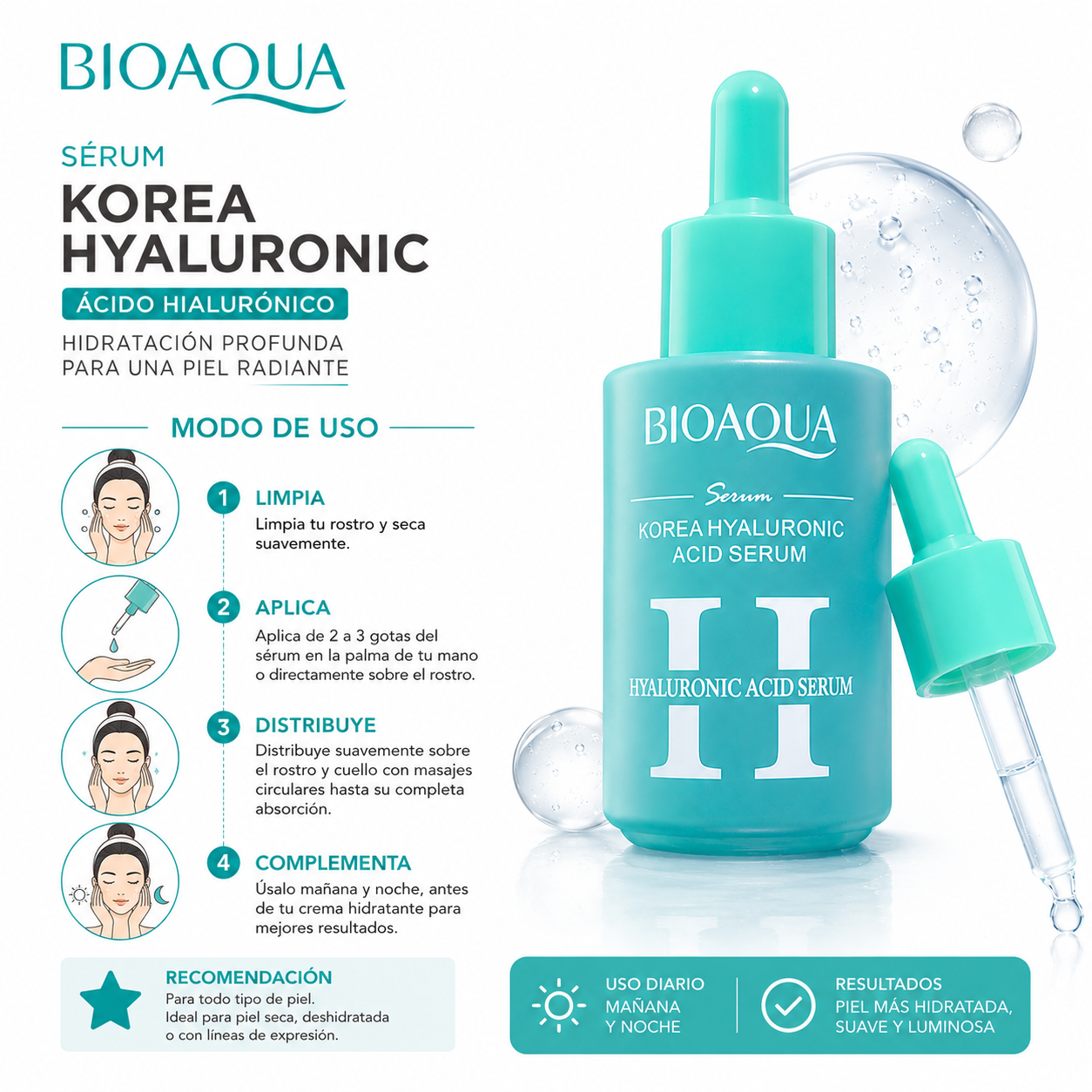 PACK 3 SÉRUM KOREA HYALURONIC 30ML BIOAQUA - 3