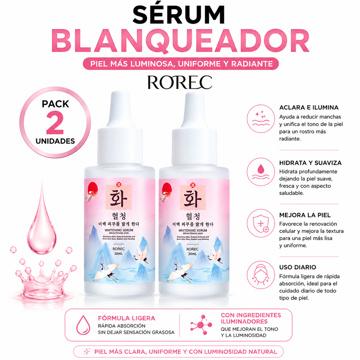 PACK 2 SÉRUM BLANQUEADOR ROREC 30ML - 1