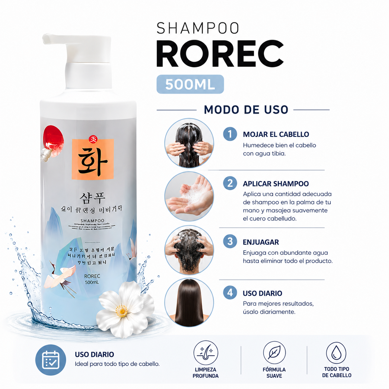 PACK 3 SHAMPOO ROREC 500ML - 3