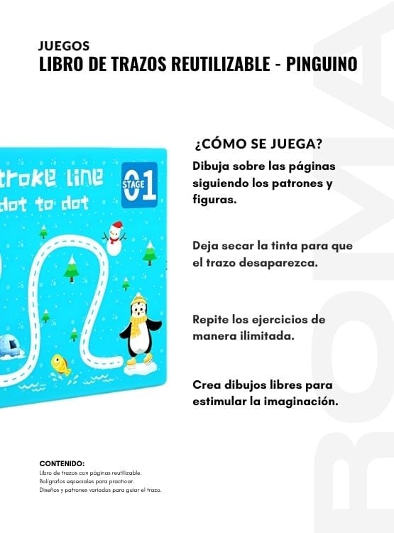LIBRO DE TRAZOS REUTILIZABLE PINGÜINO - 3