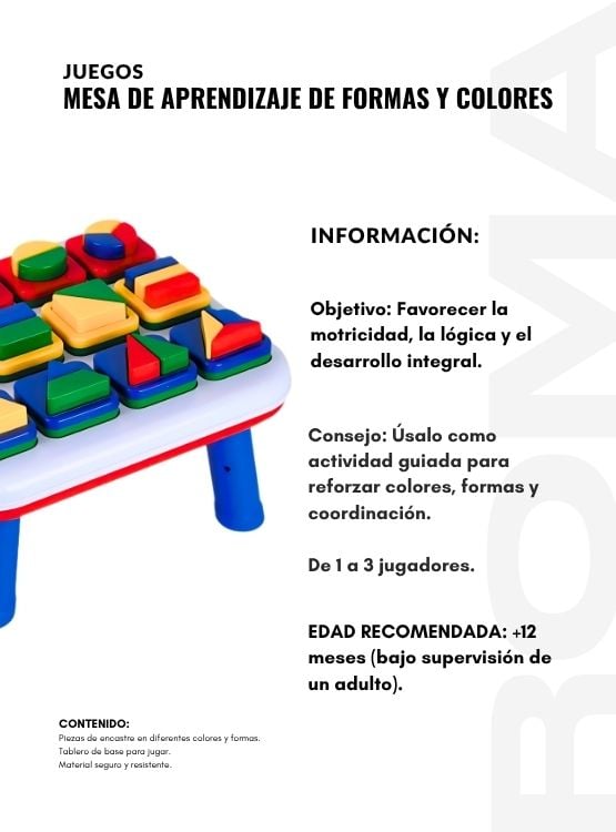 MESA DE APRENDIZAJE DE FORMAS Y COLORES - 2