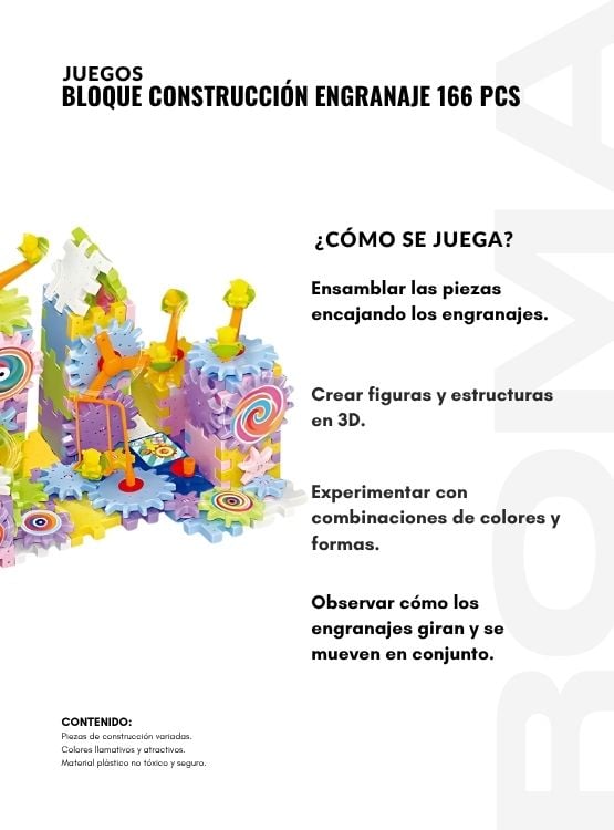 BLOQUE CONSTRUCCIÓN ENGRANAJE 166 PIEZAS JUEGO DIDÁCTICO - 3