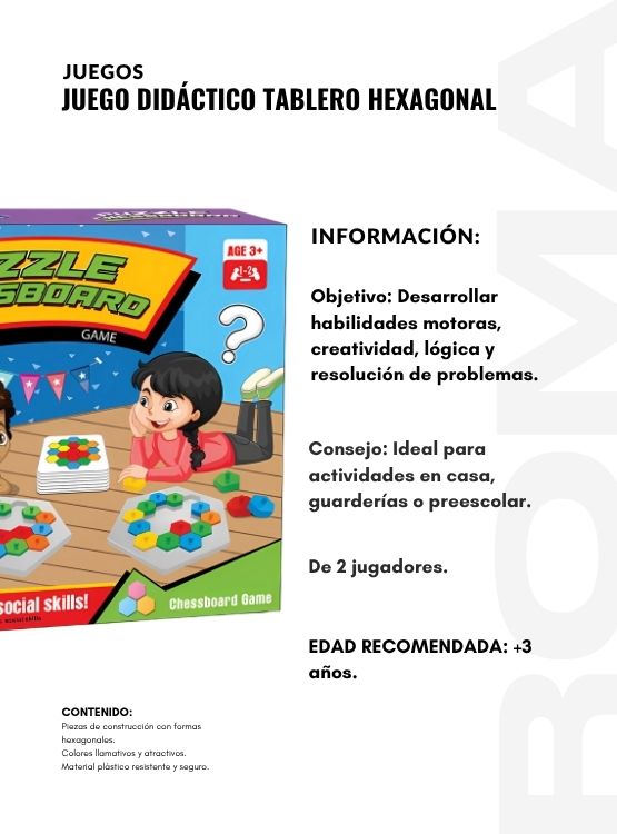 JUEGO DIDÁCTICO TABLERO HEXAGONAL - 2