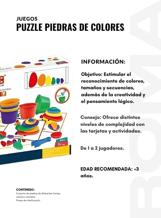 PUZZLE PIEDRAS DE COLORES JUEGO DIDÁCTICO - 2