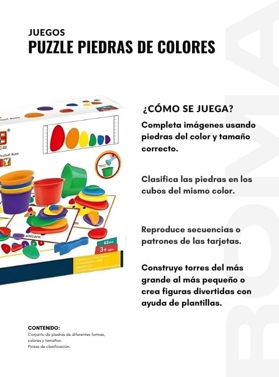 PUZZLE PIEDRAS DE COLORES JUEGO DIDÁCTICO - 3