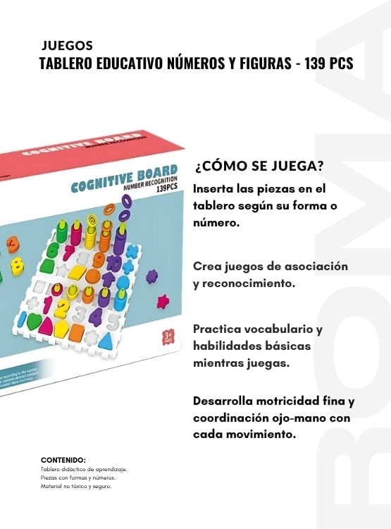 TABLERO EDUCATIVO NÚMEROS Y FIGURAS 139 PIEZAS - 3
